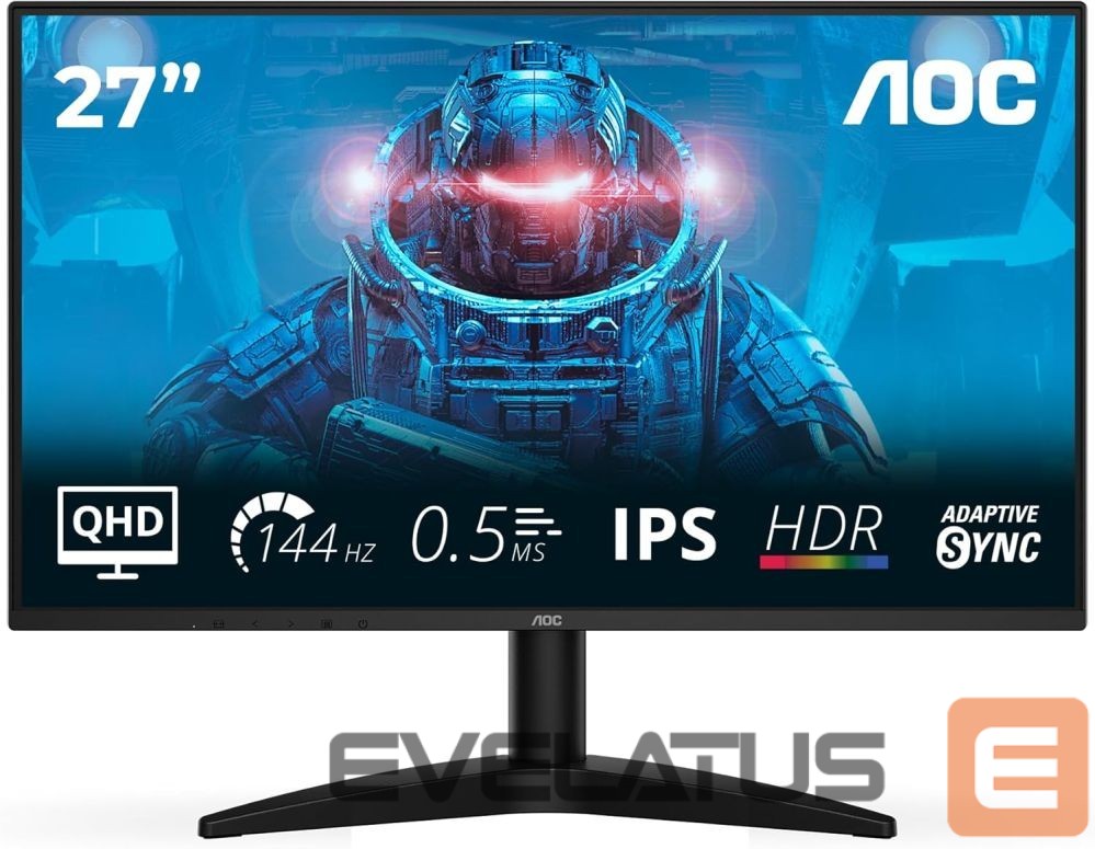 Monitor AOC | Q27B36X | 27 " | IPS | QHD | 16:9 | 144 Hz | 4 ms | 2560 x 1440 pixels | 300 cd/m² | HDMI ports quantity 1 | Black