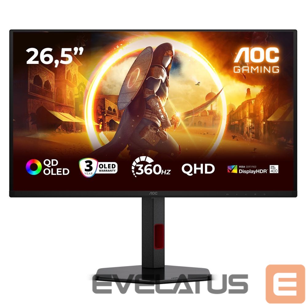 Monitor AOC Q27G4SDR | 27 " | QD-OLED | QHD | 16:9 | 360 Hz | 0.03 ms | 2560 x 1440 pixels | 1000 cd/m² | HDMI ports quantity 2 | Black