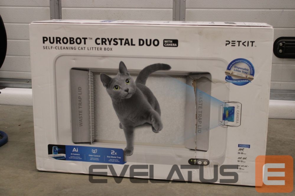 For livestock PETKIT SALE OUT. Purobot Crystal Duo with Camera Self-Cleaning Cat Litter Box | White | DAMAGED PACKAGING