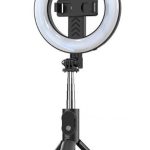 Selfie stick iLike Universal SELFIE HANDLE TRIPOD AND RING LIGHT BLUETOOTH Black