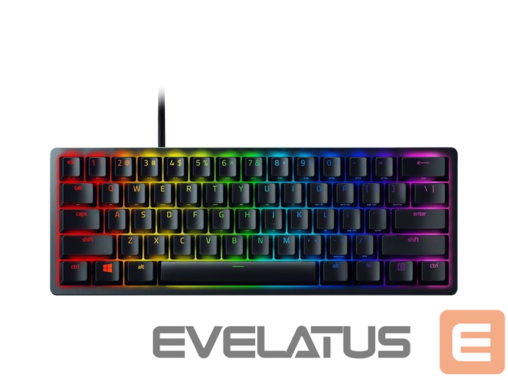 Computer keyboard Razer Huntsman Mini 60%, Gaming keyboard, Opto-Mechanical, RGB LED light, NORD, Black, Wired