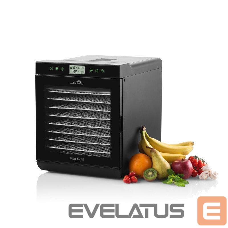 Other small household appliances ETA Fruit dryer Vital Air II 230290000 Power 245 W, Number of trays 10, Temperature control, Integrated timer, Black