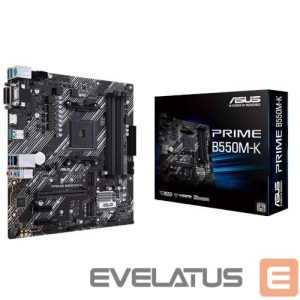Motherboard for AMD processors Asus  Mainboard||AMD B550|SAM4|MicroATX|2xPCI-Express 3.0 1x|2xM.2|1xPCI-Express 4.0 16x|Memory DDR4|Memory slots 4|1x15pin D-sub|1xDVI|1xHDMI|6xUSB 3.2|1xPS/2|1xRJ45|3xAudio port|PRIMEB550M-K 
