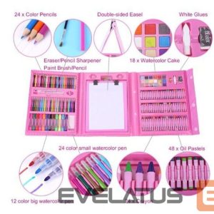 Toys Kiddyz  Stationery Set 208 pcs Kids Art Kit Drawing & Painting Supplies Pink