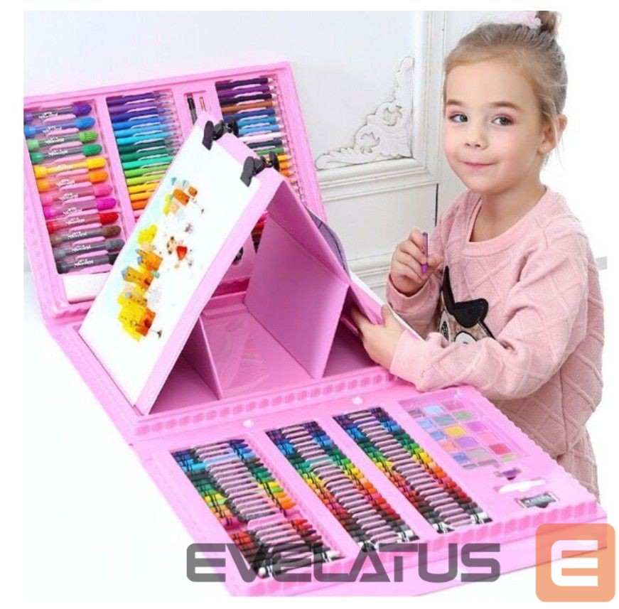 Toys Kiddyz Stationery Set 208 pcs Kids Art Kit Drawing & Painting Supplies Pink