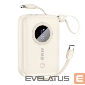 Power bank Dudao  PD22.5W built-in cable fast charge power bank 10000mAh White