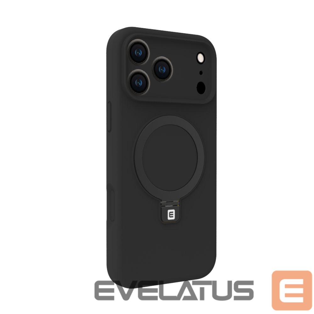 Back panel cover Evelatus Apple iPhone 17 Pro Premium MagSafe with Stand Soft Touch Silicone Case Black