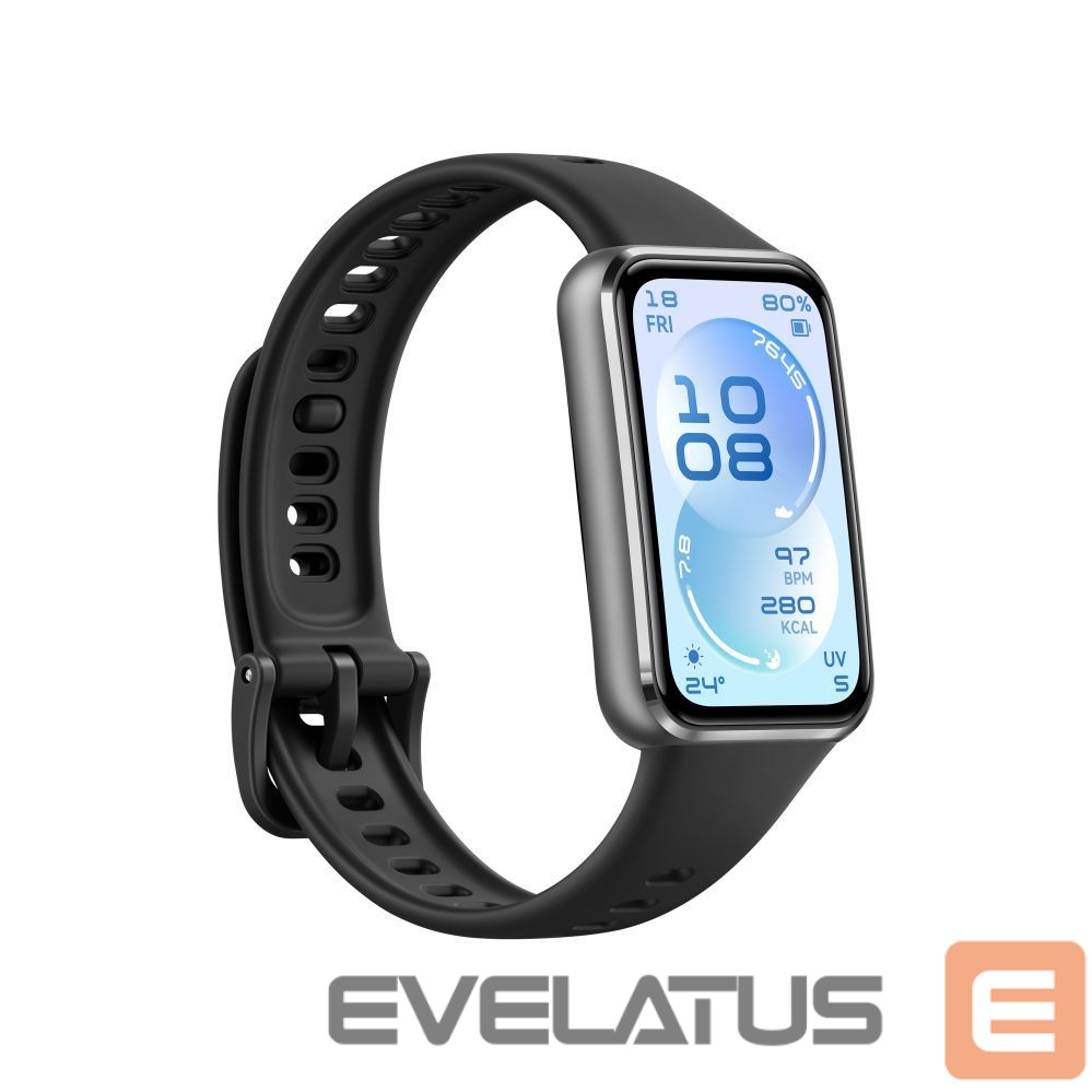 Fitness bracelet Huawei Band 11 Matte Black Durable Polymer Case with Black Fluoroelastomer Strap
