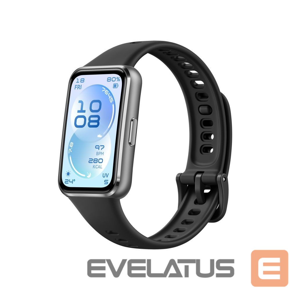 Fitness bracelet Huawei Band 11 Matte Black Durable Polymer Case with Black Fluoroelastomer Strap