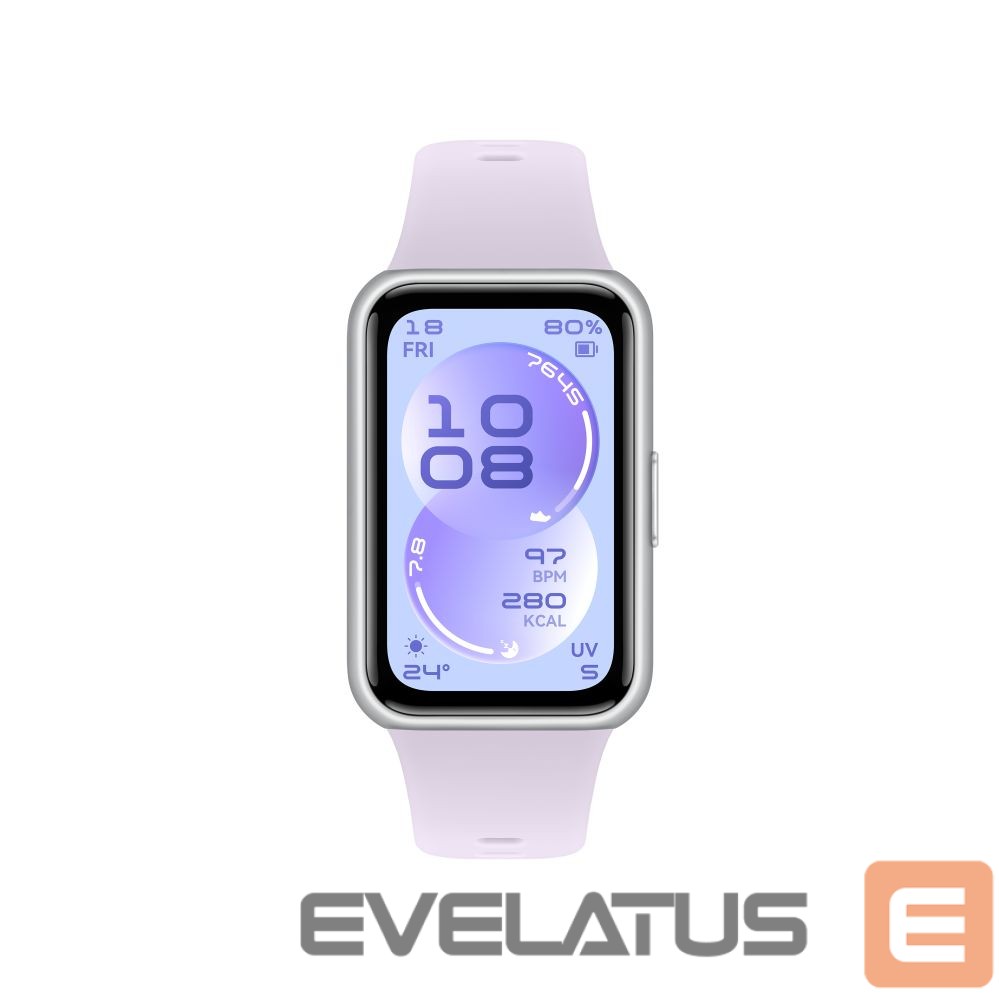 Fitness bracelet Huawei Band 11 Silver Durable Polymer Case with Purple Fluoroelastomer Strap