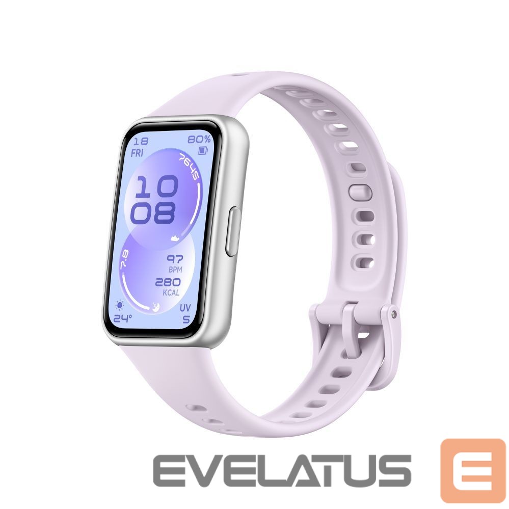 Fitness bracelet Huawei Band 11 Silver Durable Polymer Case with Purple Fluoroelastomer Strap