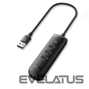 Converter Ugreen  4-in-1 USB HUB - 4x USB Type A 3.0 PD DC 12V 0.25m black (CM416 10915) Black