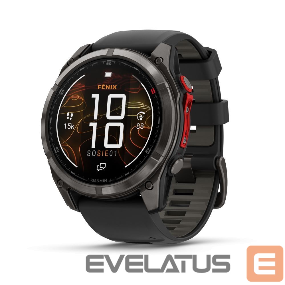 Smart watches Garmin fenix® 8 Pro – 51 mm, MicroLED
Sapphire, Carbon grey DLC titanium with Black/pebble grey silicone band