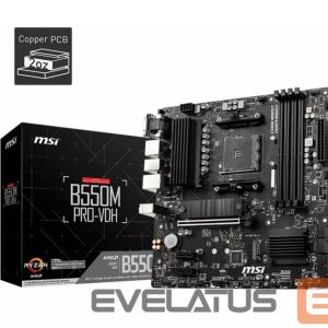 Motherboard for AMD processors MSI  Mainboard||AMD B550|SAM4|MicroATX|Memory DDR4|Memory slots 4|2xPCI-Express 3.0 1x|1xPCI-Express 4.0 16x|2xM.2|1x15pin D-sub|1xHDMI|1xDisplayPort|2xAudio-In|1xAudio-Out|2xUSB 2.0|4xUSB 3.2|1xPS/2|1xRJ45|B550MPRO-VDH 