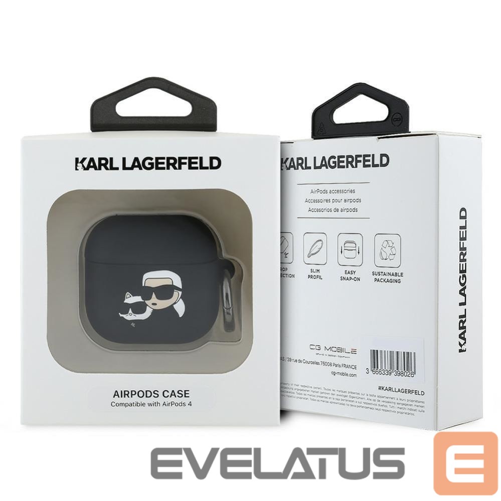 Other goods Karl Lagerfeld Karl Lagerfeld Silicone Karl&Chaupette Head 3D Case for AirPods 4 - Black