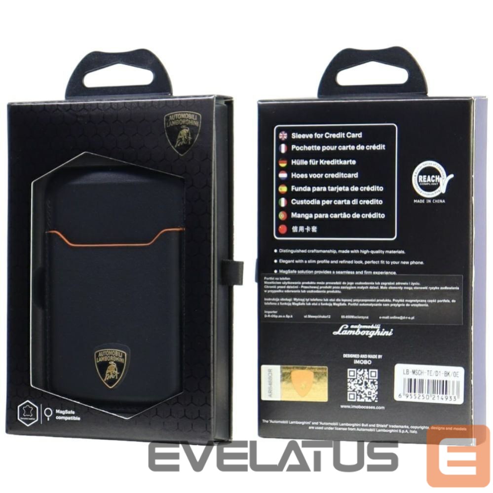 Other goods Audi Lamborghini D1 Genuine Leather MagSafe mobile phone wallet - black and orange