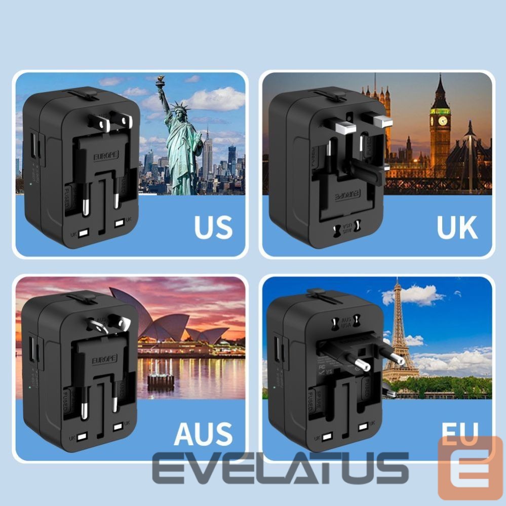 Other goods Tech-Protect Tech-Protect TA300 Travel Adapter EU / UK / AU - Black