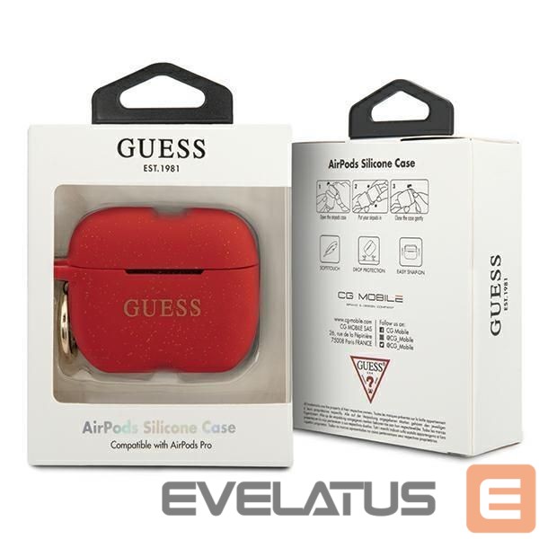Back panel cover Guess Guess GUACAPSILGLRE AirPods Pro cover red/red Silicone Glitter
