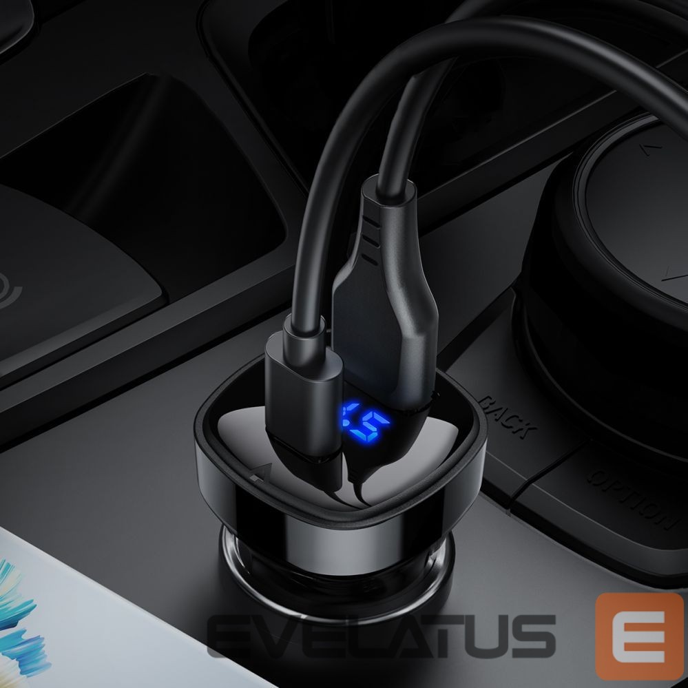 Adapter Acefast Acefast car charger 66W USB Type C / USB, PPS, Power Delivery, Quick Charge 4.0, AFC, FCP black (B4 black)