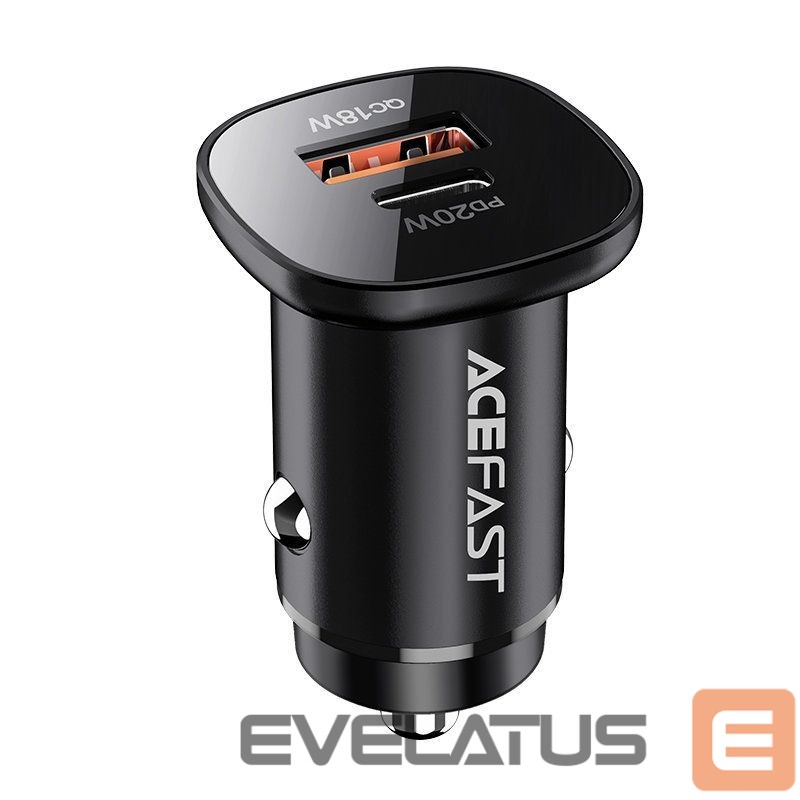 Adapter Acefast Acefast car charger 38W USB Type C / USB, PPS, Power Delivery, Quick Charge 3.0, AFC, FCP black (B1 black)