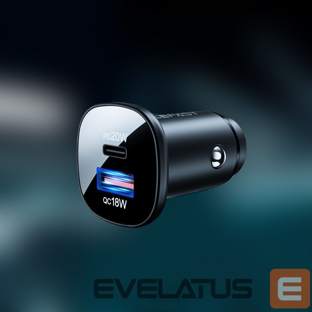 Adapter Acefast Acefast car charger 38W USB Type C / USB, PPS, Power Delivery, Quick Charge 3.0, AFC, FCP black (B1 black)