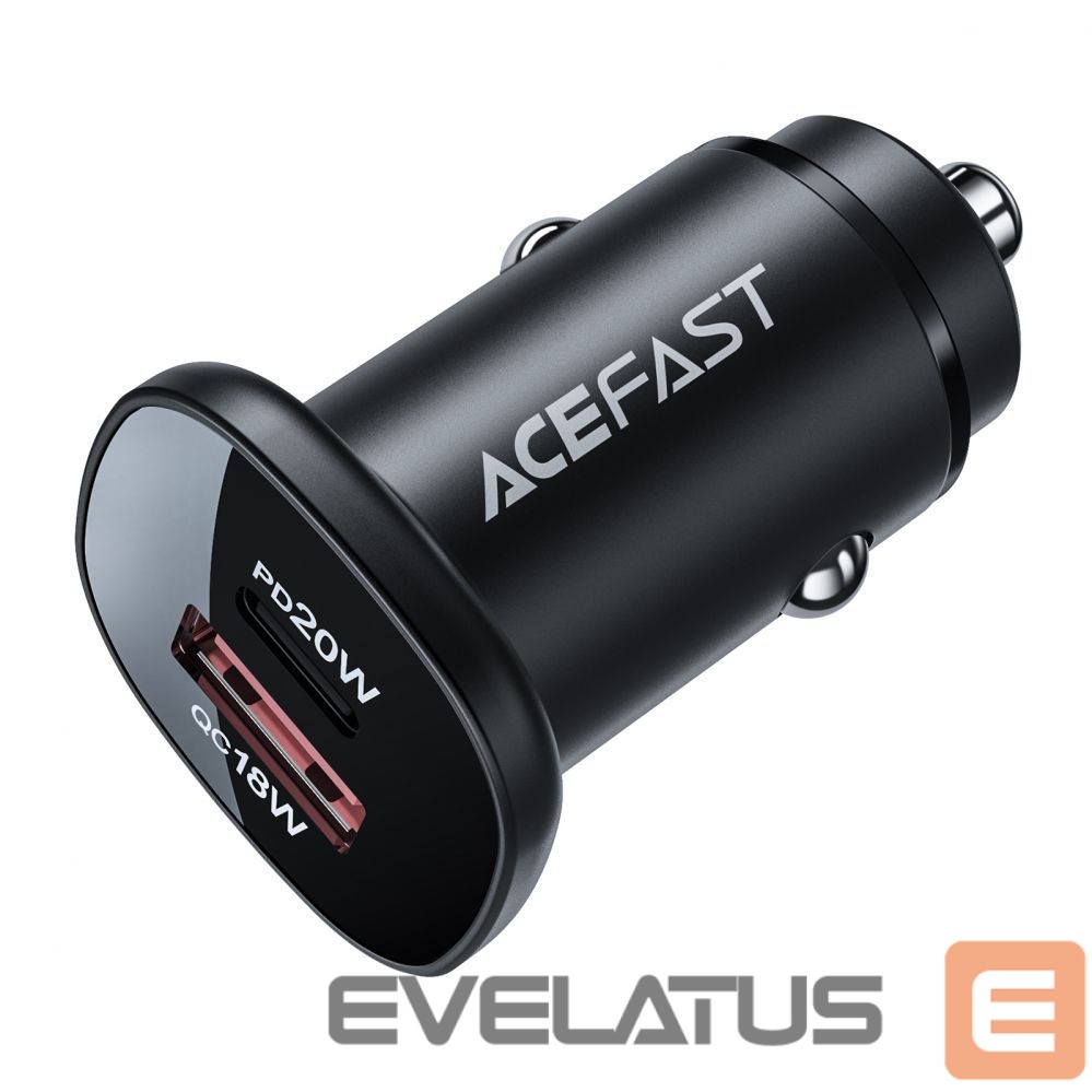 Adapter Acefast Acefast car charger 38W USB Type C / USB, PPS, Power Delivery, Quick Charge 3.0, AFC, FCP black (B1 black)