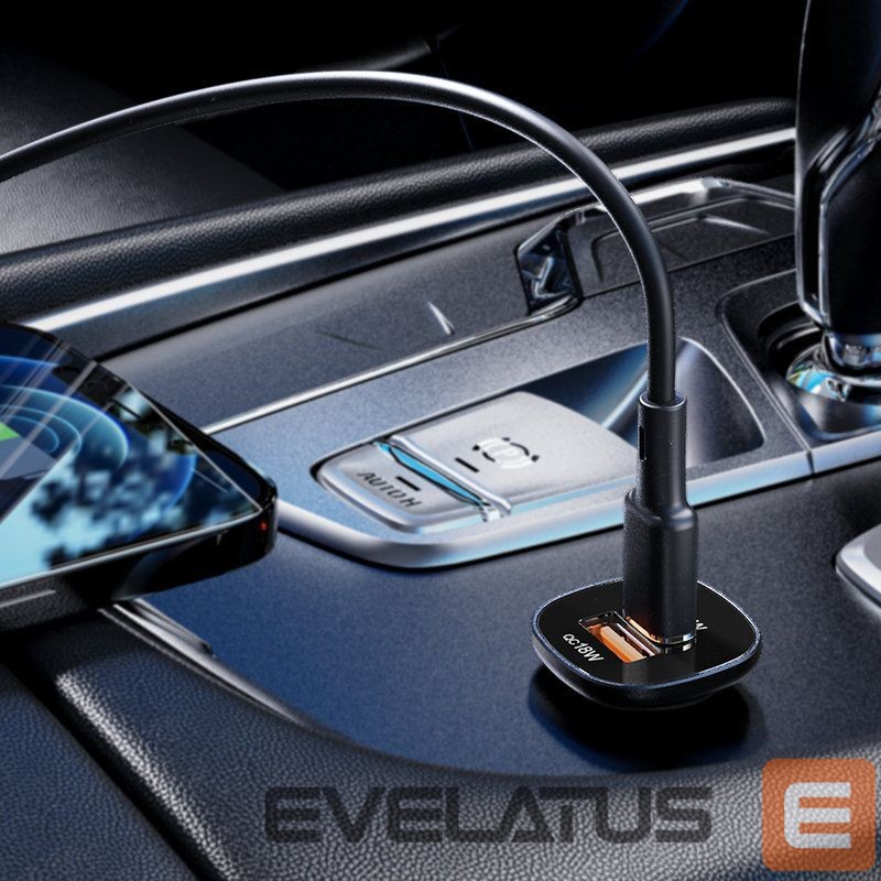 Adapter Acefast Acefast car charger 38W USB Type C / USB, PPS, Power Delivery, Quick Charge 3.0, AFC, FCP black (B1 black)