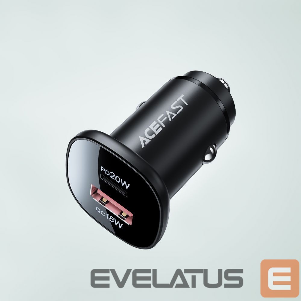 Adapter Acefast Acefast car charger 38W USB Type C / USB, PPS, Power Delivery, Quick Charge 3.0, AFC, FCP black (B1 black)