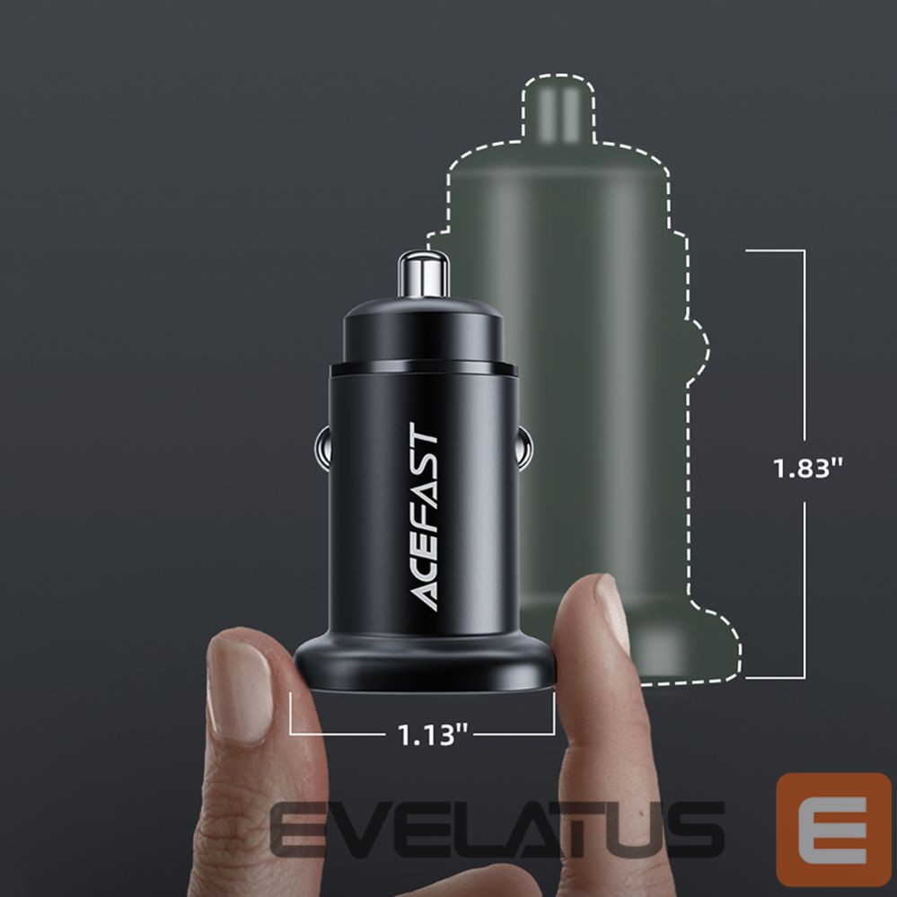 Adapter Acefast Acefast car charger 38W USB Type C / USB, PPS, Power Delivery, Quick Charge 3.0, AFC, FCP black (B1 black)