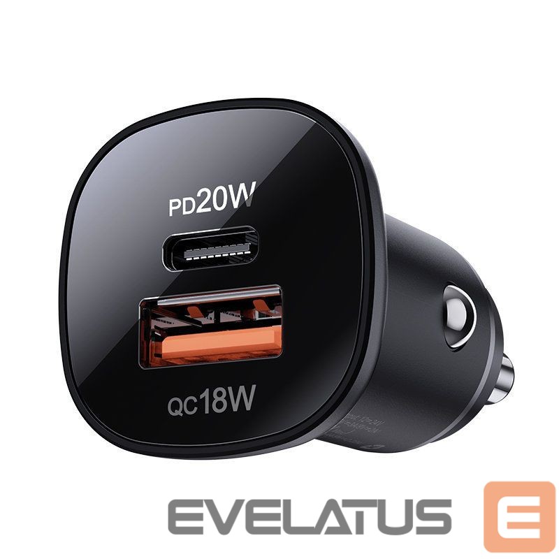 Adapter Acefast Acefast car charger 38W USB Type C / USB, PPS, Power Delivery, Quick Charge 3.0, AFC, FCP black (B1 black)