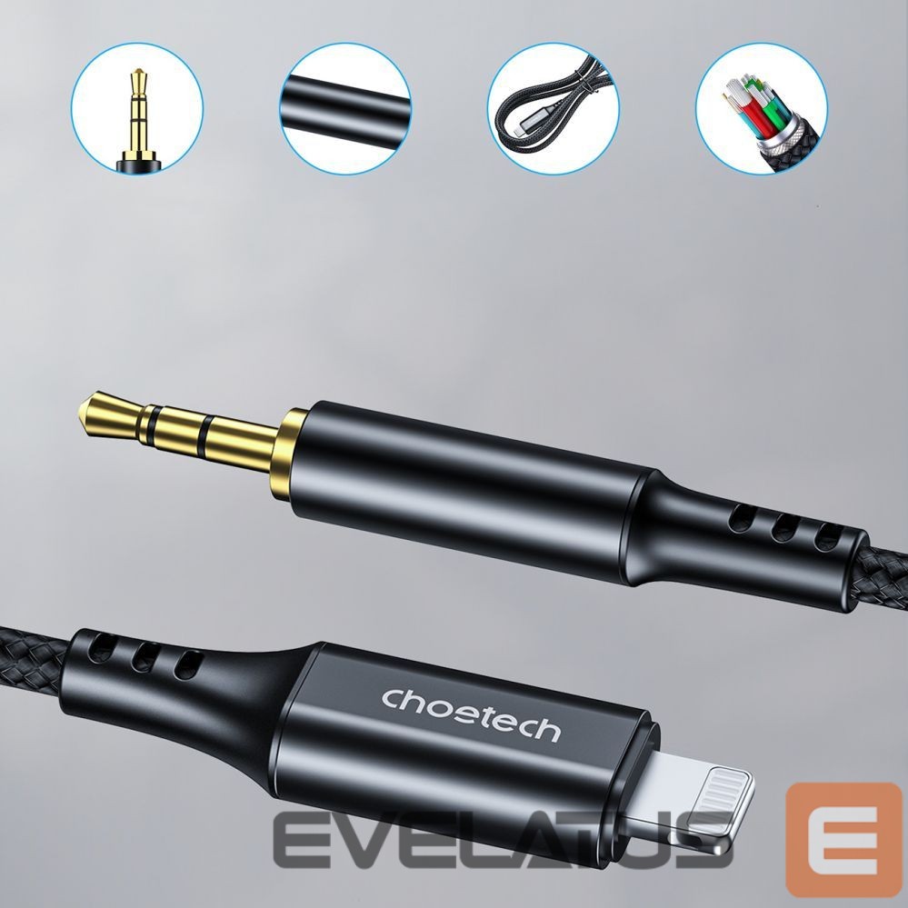 Cable Choetech Choetech AUX009 Lighting / mini jack 3.5mm cable 2 m - black