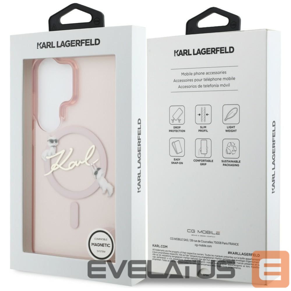 Back panel cover Karl Lagerfeld KARL LAGERFELD case for SAMSUNG S26 Ultra KLHMS26L5HKSCAP (Magnetic IML KC Script) pink
