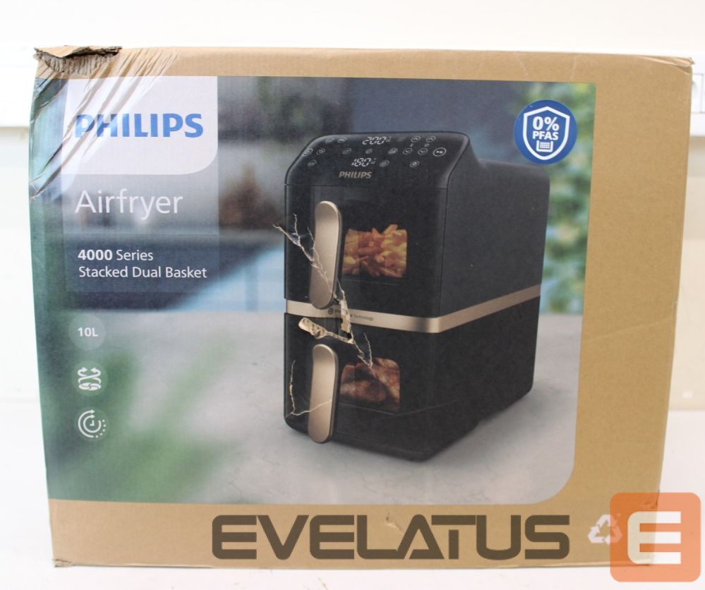 Table grill Philips SALE OUT. Dual Basket Airfryer | NA462/70 4000 Series | Power 2750 W | Capacity 10 L | Rapid Air technology | Black | DAMAGED PACKAGING, SCRATCHES , BROKEN CORPUS