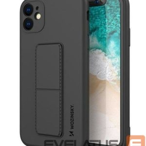 Back panel cover Wozinsky Apple Kickstand Case flexible silicone iPhone 11 Black