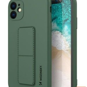 Back panel cover Wozinsky Apple Kickstand Case flexible silicone  iPhone 11 Dark Green