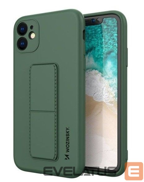 Back panel cover Wozinsky Apple Kickstand Case flexible silicone iPhone 11 Dark Green
