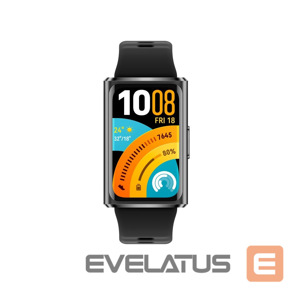 Fitness bracelet Huawei Band 11 Pro Matte Black Aluminum Alloy Case with Black Fluoroelastomer Strap (Candy-B49F)