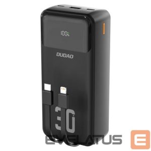 Power bank Dudao  K15MAX 30000mAh PD 22.5W Powerbank with Built-in Cables Black