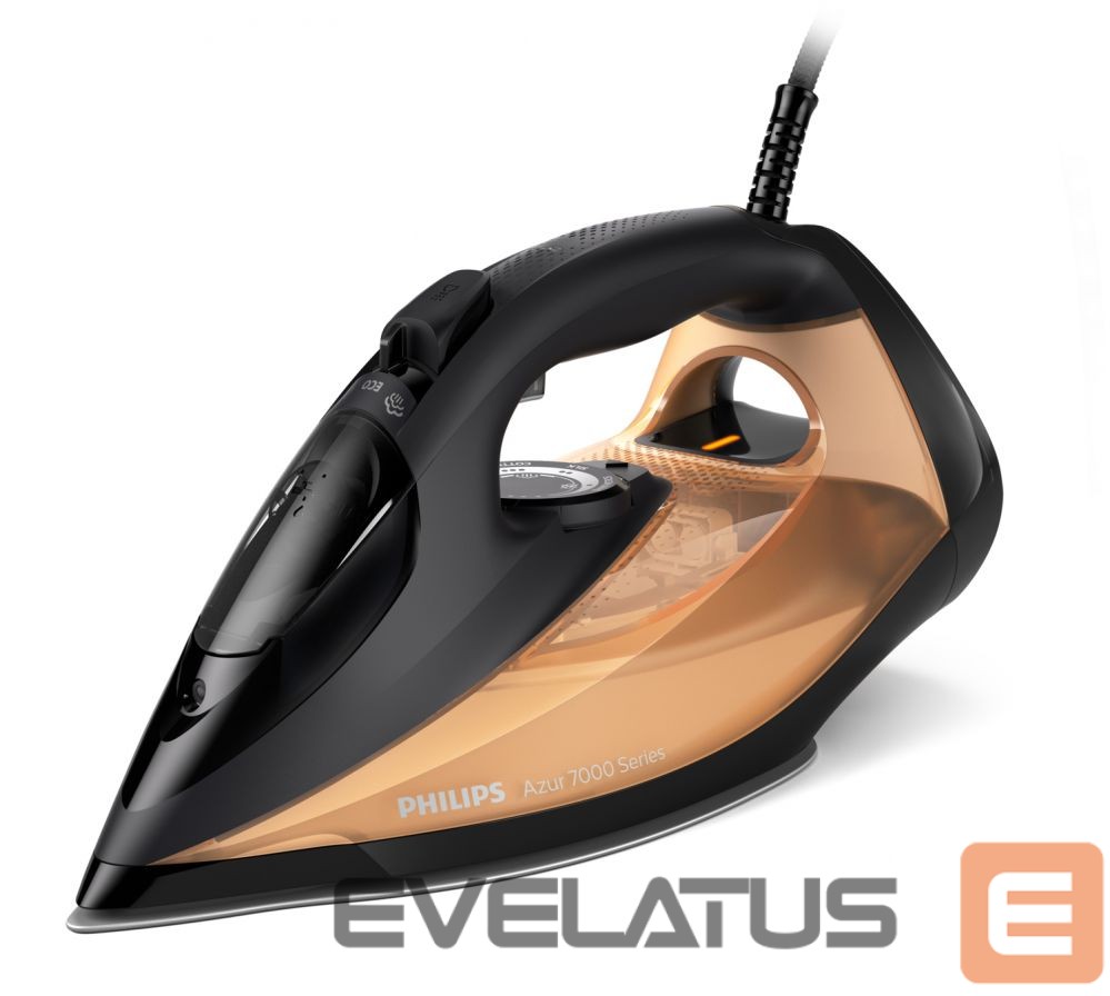 Iron Philips DST7040/80 7000 series | Steam Iron | 2800 W | Water tank capacity 300 ml | Continuous steam 50 g/min | Steam boost performance 250 g/min | Black/Gold