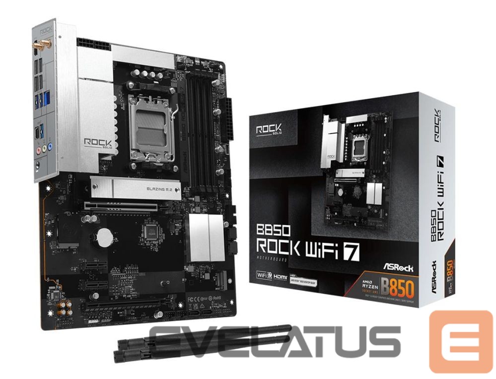Motherboard for AMD processors Asrock Mainboard||AMD B850|Socket AM5|ATX|RAM DDR5-SDRAM|4xSlots|Wi-Fi Yes|Bluetooth Yes|B850ROCKWIFI7