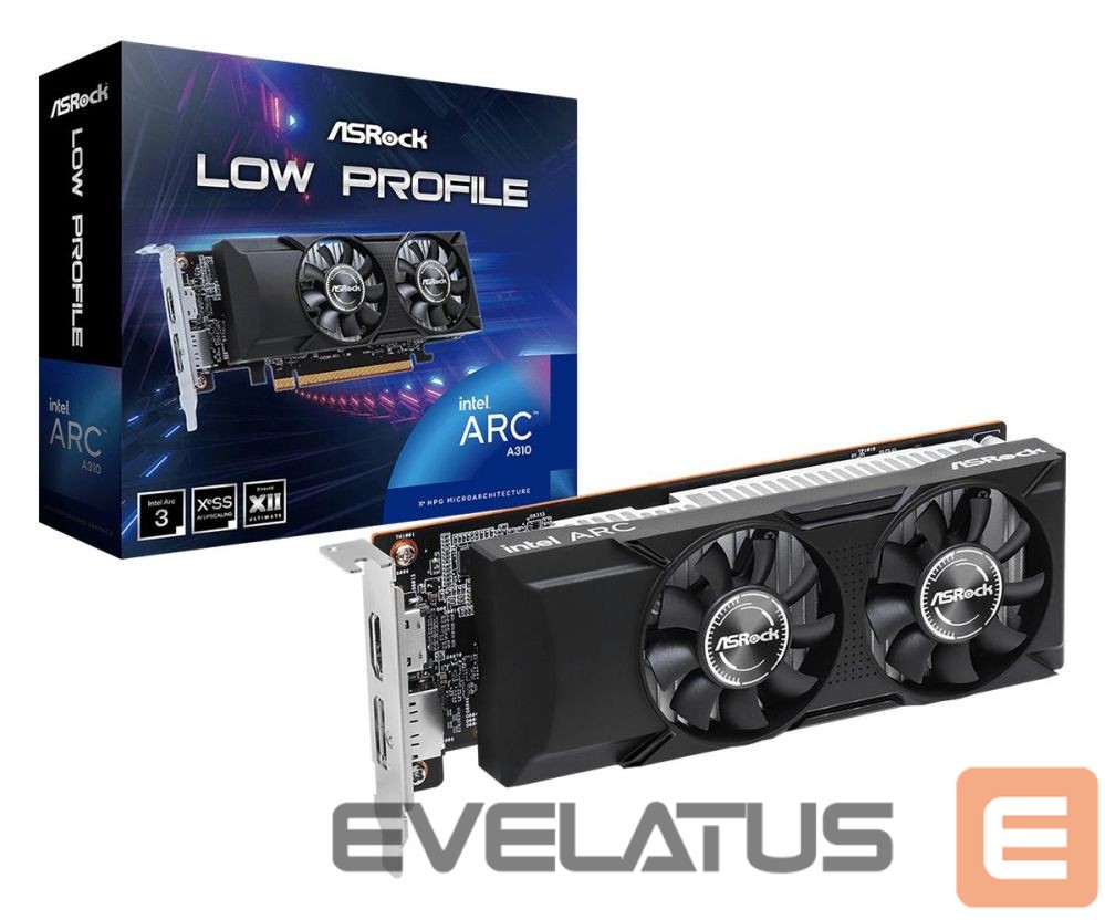Graphic card / Video cards Asrock Graphics Card||Intel|Arc A310|2000 MHz|4 GB|GDDR6|64 bit|PCI Express x8 4.0|Active|A310LP4G