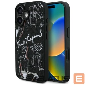 Other goods Karl Lagerfeld  Karl Lagerfeld Grained Pattern & Logo MagSafe Case for iPhone 16 - Black 