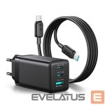 Charger Joyroom  Joyroom JR-TG10 65W GaN 2x USB-C + USB-A wall charger with 100W USB-C - USB-C 1.2m cable - black 