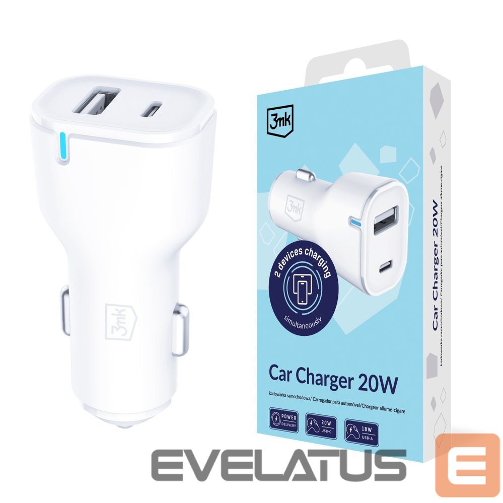 Other goods 3MK 3mk Car Charger 20W PD3.0 QC 3.0 USB 1A1C - White