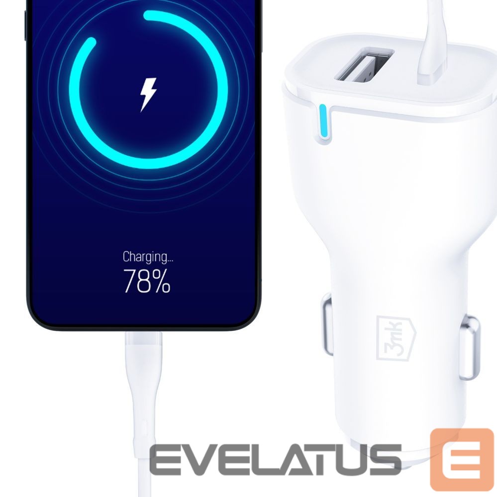 Other goods 3MK 3mk Car Charger 20W PD3.0 QC 3.0 USB 1A1C - White