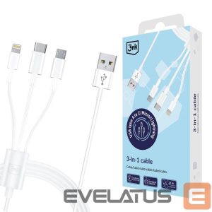 Other goods 3MK  3mk Cable 3in1 USB-A - micro USB / Lightning / USB-C 1.2m 20V/2.4A 15W - white 
