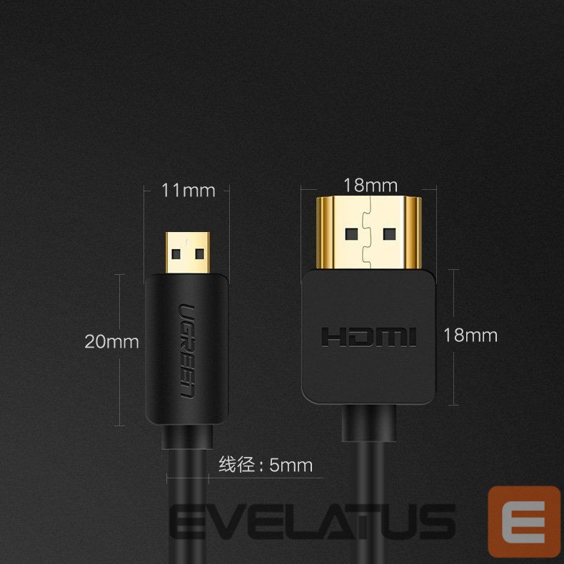 Cable Ugreen Ugreen cable HDMI - micro HDMI cable 19 pin 2.0v 4K 60Hz 30AWG 1.5m black (30102)