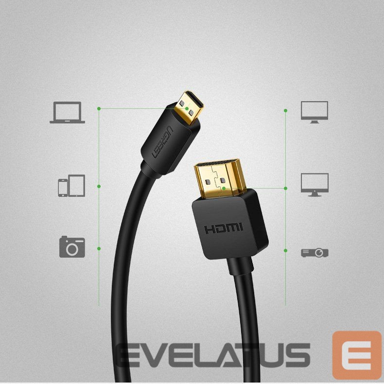 Cable Ugreen Ugreen cable HDMI - micro HDMI cable 19 pin 2.0v 4K 60Hz 30AWG 1.5m black (30102)