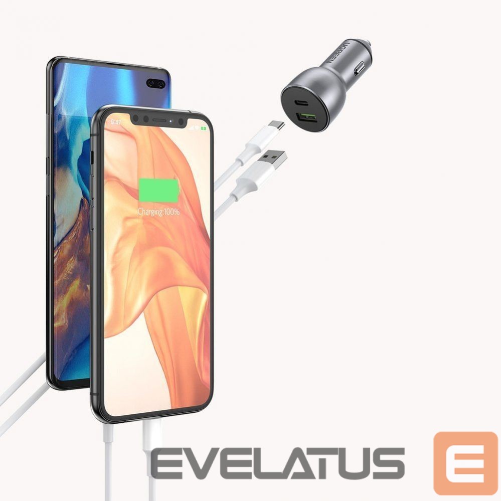 Adapter Ugreen Ugreen Car Charger USB / USB Type C Quick Charge 3.0 Power Delivery 36W 3A Gray (CD213 60980)