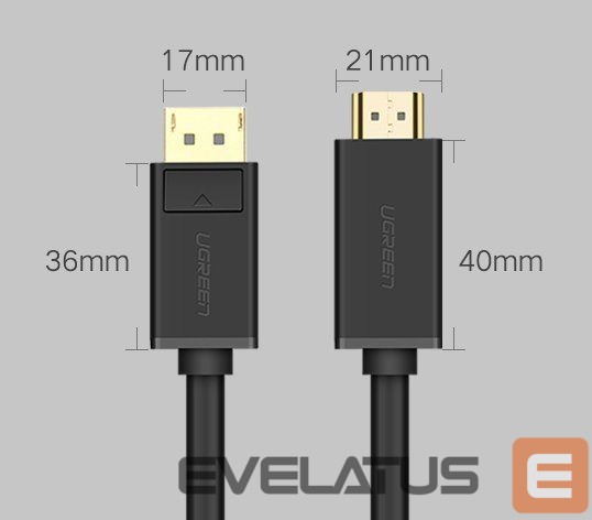 Cable Ugreen Ugreen unidirectional DisplayPort to HDMI Cable 4K 30Hz 32 AWG 2m Black (DP101 10202)